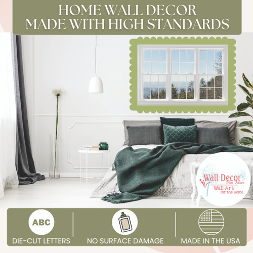 Scallop Border Wall Art Decal Stickers - Peel n Stick Wall Decor Trim OliveGreen