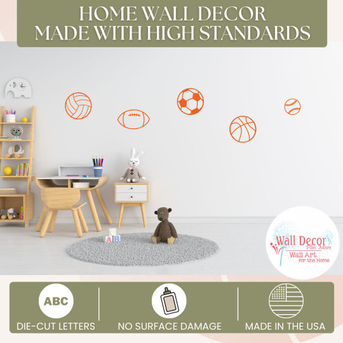 Sports Ball Wall Art Decals - Vinyl Stickers for Vibrant Room Decor Orange