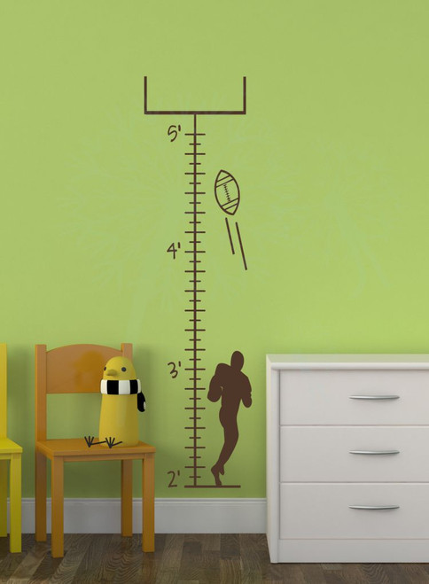 Football Growth Chart Wall Decal Boys Height Ruler Vinyl Sticker ChBrown