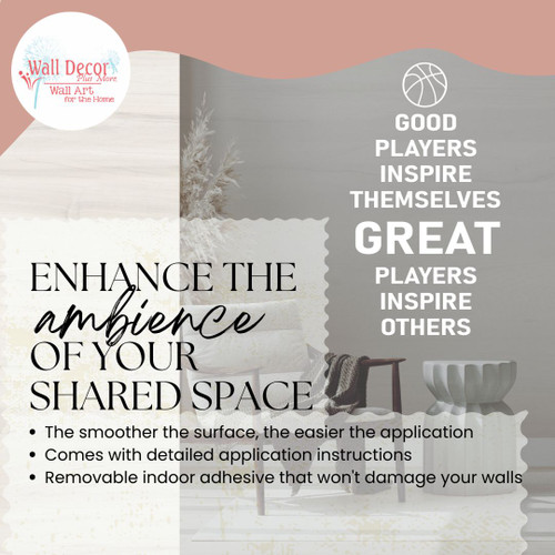 Great Players Inspire Others Stylish Sports Ball Wall Art Decal Sticker white basketball