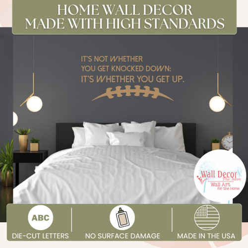 Knocked Down Get Up Wall Decal Quote Inspiring Football Room Sticker Tan standards