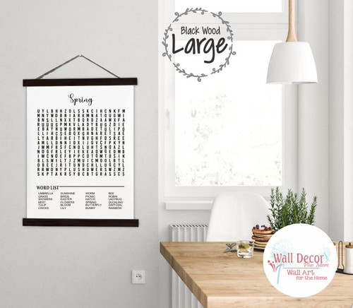 Fun Spring Word Search Canvas Wall Art Hanging Sign Interactive Print Lg blk