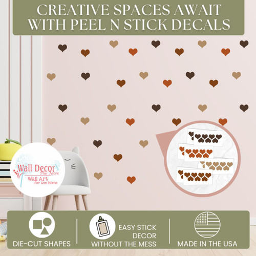 Decorate with 2-Inch Heart Wall Stickers Easy Peel Stick Shape Decals Autumn creative