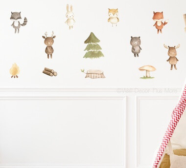 Woodland Animal Forest Critters Art Wall Stickers Decals