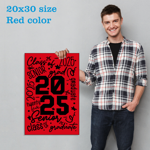 Graduation Party Poster Senior Class of 2025 Grad Celebration Decorations Red
