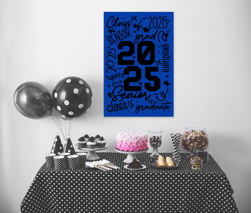 Graduation Party Poster Senior Class of 2025 Grad Celebration Decorations Royal Blue