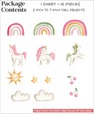 Unicorn Rainbow Wall Stickers Cute Wall Art for Kids