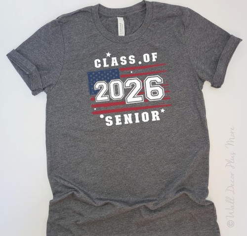 Class of 2026 Senior Flag Graphic Tee Gray Unisex Fit Short Sleeve Shirt