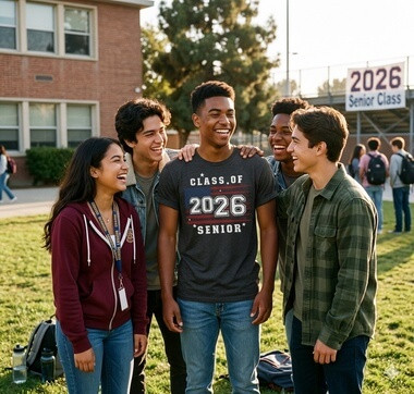 Class of 2026 Senior Flag Graphic Tee Tshirt, Gray