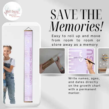 Lavender Canvas Growth Chart Sign Height Ruler Nursery Decor — Wooden growth chart ruler in lavender with measurement