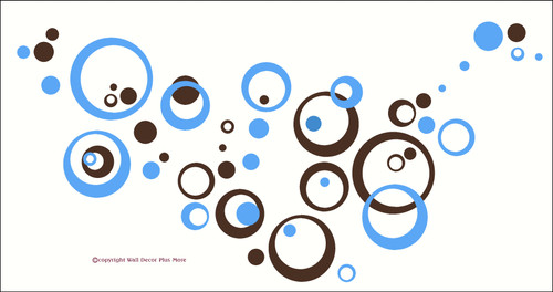 Wall Vinyl Sticker Shapes Circles Rings & Dots Easy Decor 2-color pkg Ice Blue ChBrown