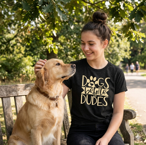 Dogs Before Dudes Tee 3X Softer Comfy Dog Lover Tee for Women Girls