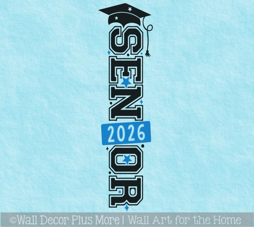 Senior 2026 Wall Decal Vertical Graduation Party Decor Vinyl Sticker