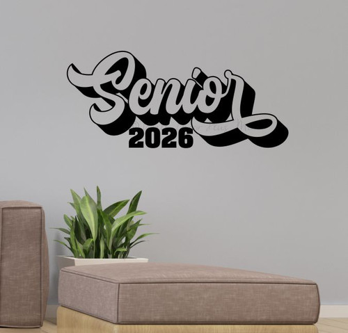 Senior 2026 Graduation Wall Decal Sticker Celebrate 12 Years of Success Black