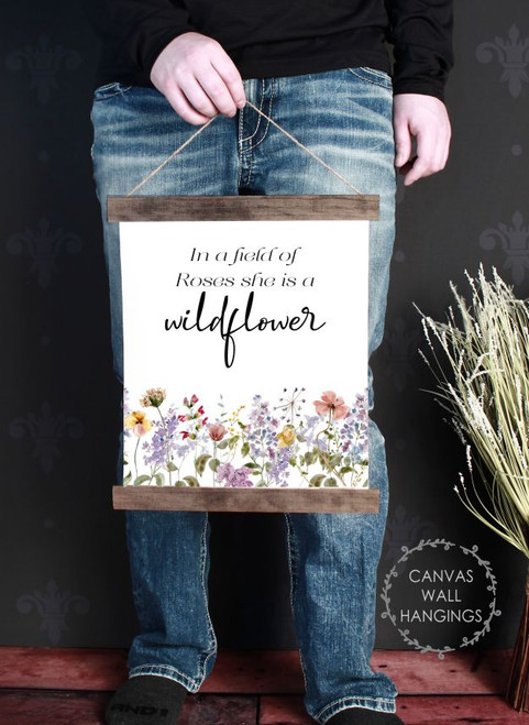 Wildflower Canvas Print Inspirational Decor Be a Wildflower Wall Art Small 12x14 Walnut Wood