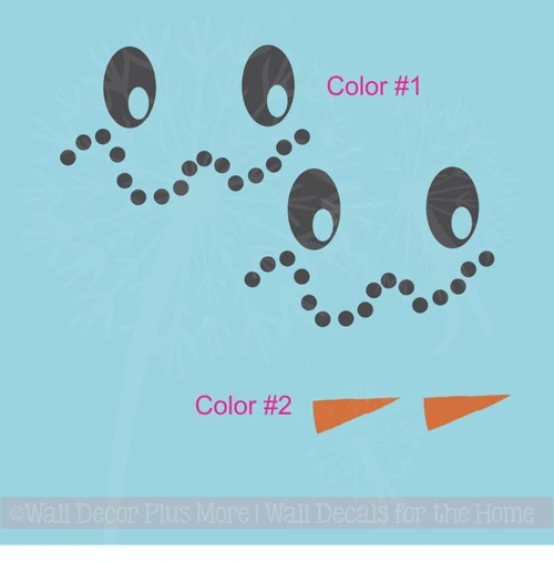 Create Your Own Snowman Face Vinyl Decals Winter Holiday Wall Stickers, Set of TWO