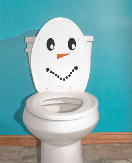Create Your Own Snowman Face Vinyl Decals Winter Holiday Wall Stickers, Set of TWO, On Toilet Seat