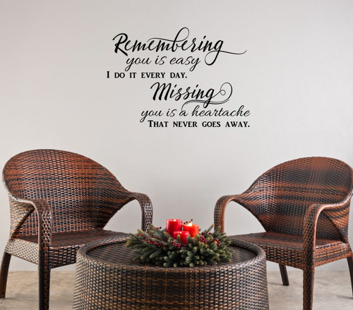 Missing You Is A Heartache Vinyl Lettering Quote Wall Decor Art Memorial Decals-Black