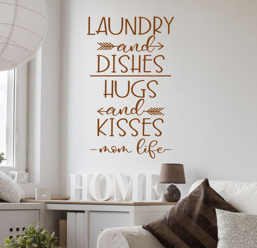 Laundry Dishes Mom Life Decal Vinyl Wall Art Sticker Quote Kitchen Decor Clay