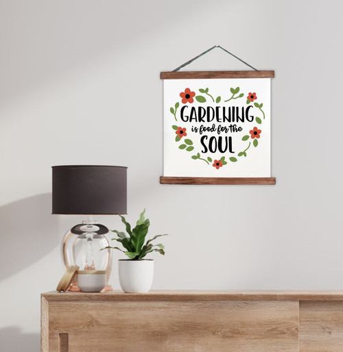 Gardening is Food Canvas Wall Art Rustic Garden Decor Wall Hanging Sign Med Walnut Wood