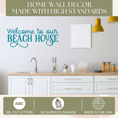 Welcome to Our Beach House Decal Coastal Wall Art Decor Vinyl Sticker Teal standards