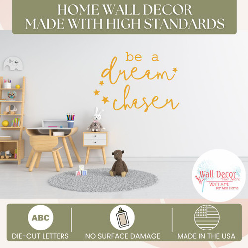 Be Dream Chaser Inspirational Vinyl Wall Decal Motivational Quote Sticker Honey standards
