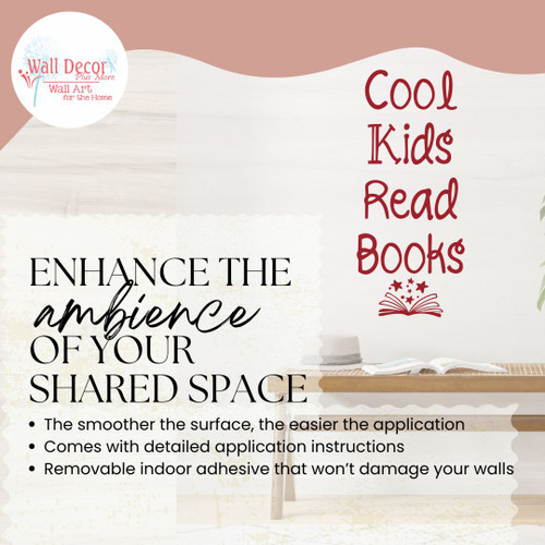 Cool Kids Read Books Wall Decal Inspirational Quote Vinyl Sticker enhance