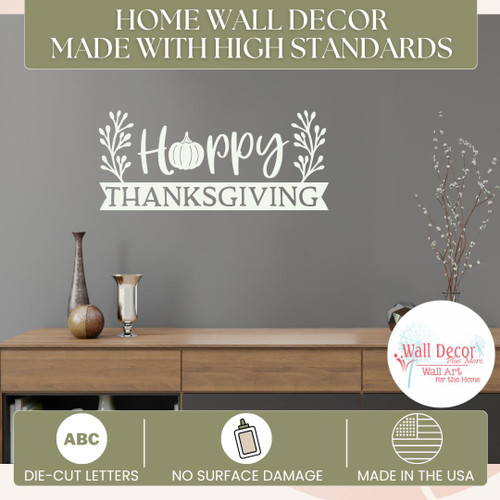 Happy Thanksgiving Wall Decal Fall Pumpkin Vinyl Sticker for Seasonal Decor AntLace standards