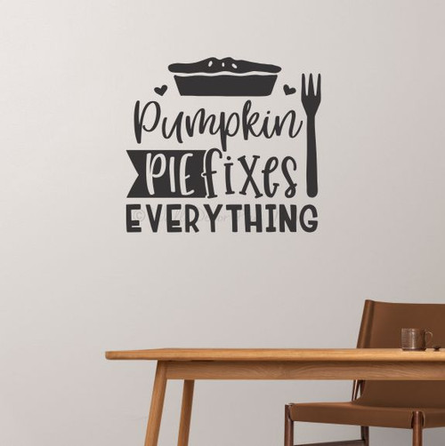 Pumpkin Pie Fixes Everything Wall Decal Fall Kitchen Vinyl Sticker Fork Black