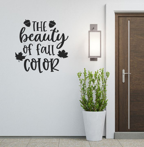 Beauty Of Fall Color Leaves & Acorns Wall Decal Autumn Sticker for Home Black
