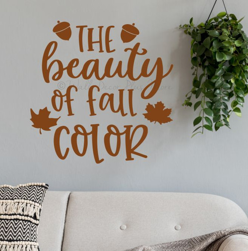 Beauty Of Fall Color Leaves & Acorns Wall Decal Autumn Sticker for Home Clay
