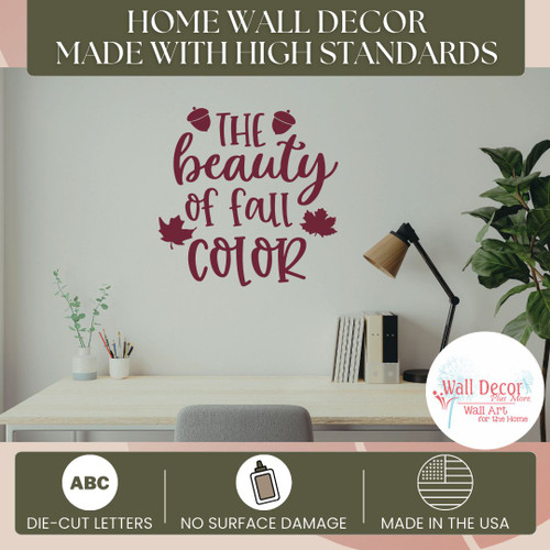 Beauty Of Fall Color Leaves & Acorns Wall Decal Autumn Sticker for Home Burg standards