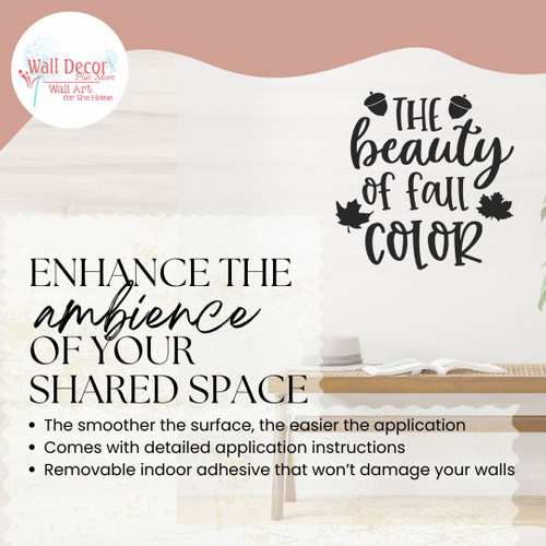 Beauty Of Fall Color Leaves & Acorns Wall Decal Autumn Sticker for Home Blk enhance