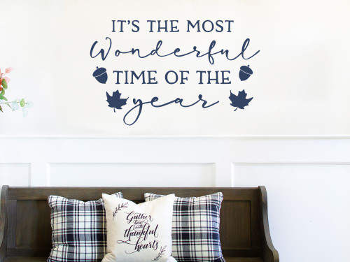 Fall Wall Decal Quote | 40+ Colors | It's The Most Wonderful Time Quote DeepBlue