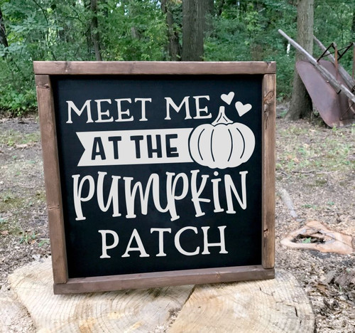 Meet Me at the Pumpkin Patch Decal Fall Quote Autumn Vinyl Wall Art Light Gray on sign