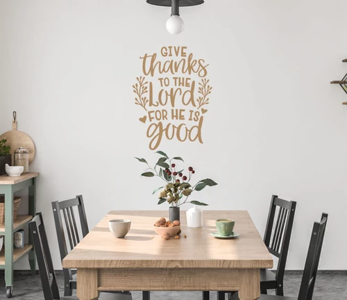 Give Thanks to the Lord Decal Christian Scripture Wall Quote Sticker Tan