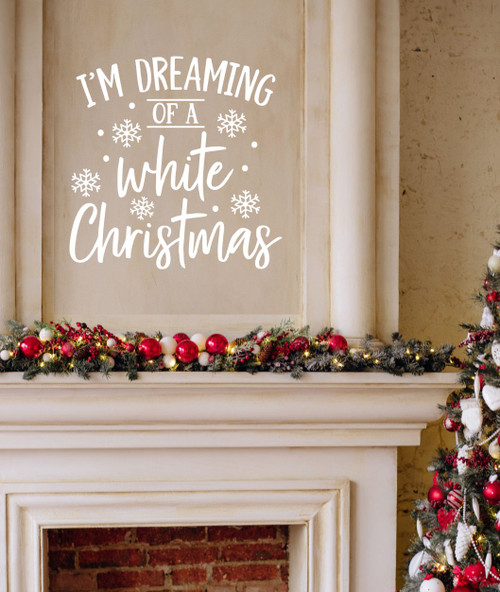 Removable Holiday Wall Decor Dreaming of a White Christmas Wall Decal White