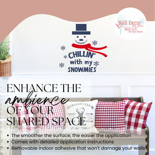 Chillin' with my Snowmies Wall Decal Removable Snowman Vinyl Sticker dpBlue-Red
