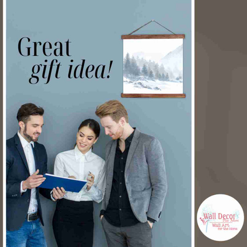 Watercolor Mountain Forest Canvas Wall Hanging Sign Nature Landscape Art gift idea