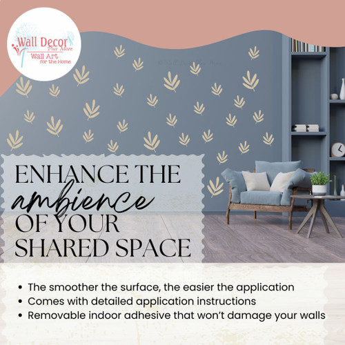 Modern Leaf Wall Decals Set of Botanical Sprigs Removable Vinyl Wall Stickers DkBeige enhance