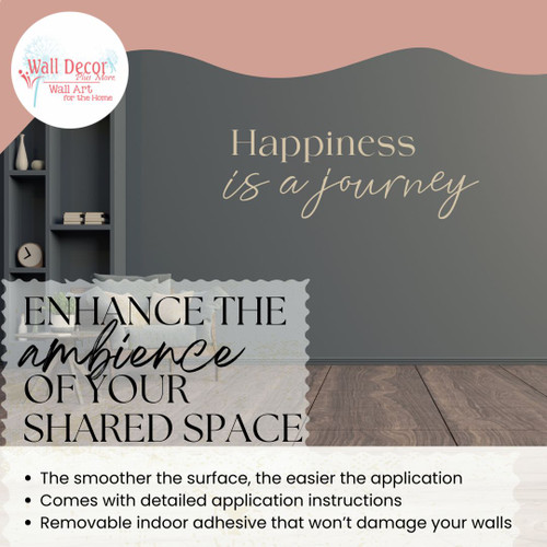 Happiness Is a Journey Wall Decal | Inspirational Quote Vinyl Lettering | Wall Decor Plus More DkBeige enhance