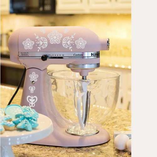 Vintage Pyrex Butterfly Gold KitchenAid Mixer Vinyl Decals | Two-Sided Set Metallic Silver