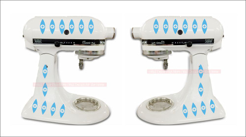 Vintage Pyrex Eyes Kitchen Mixer Vinyl Decal 2-Sided Appliance Sticker Ice Blue