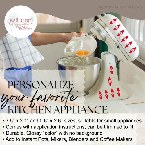 Vintage Pyrex Eyes Kitchen Mixer Vinyl Decal 2-Sided Appliance Sticker Red personalize