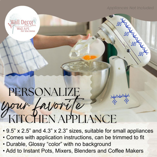 Vintage Pyrex Snowflake Garland Kitchen Mixer Vinyl Decal 2-Sided personalize BrBlue