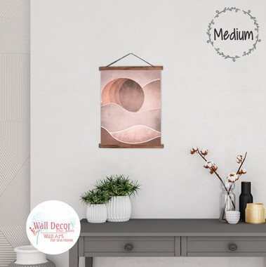 Boho Waves Abstract Canvas Wall Hanging | Terracotta Sunset Wall Art Print