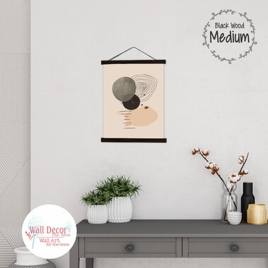 Minimalist Circles Abstract Canvas Wall Hanging | Boho Earth Tone Wall Art Print