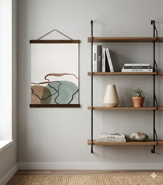 Minimalist Lines & Stones Canvas Wall Hanging Neutral Abstract Wall Art