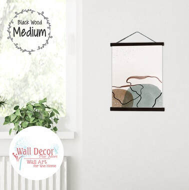 Minimalist Lines & Stones Canvas Wall Hanging Neutral Abstract Wall Art — Abstract wall art with earthy tones, hung with