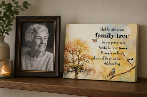 Family Tree Memorial Canvas Print Sign Art | Sympathy Remembrance Gift near a photo
